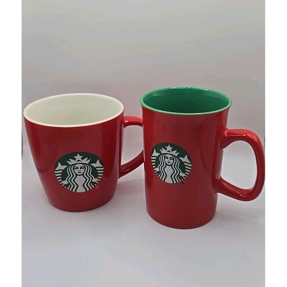 NEW STARBUCKS 2024 2020  Red  Green 10 oz 12 oz Coffee Mug Tea Cup Set‎ Of 2